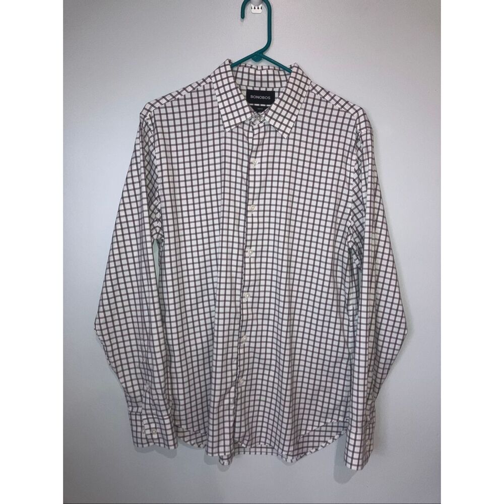 Bonobos Slim Fit Check Long Sleeve Dress Shirt Mens Medium #778